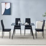 4pcs Elegant Assembled Stripping Texture High Backrest Dining Chairs Black Replace encoding 13028198-18410366 - Image 115