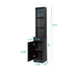 MDF With Triamine One Door One Drawer Three Compartments High Cabinet Bathroom Wall Cabinet Black - Image 4
