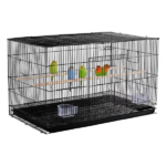 30.5'' Metal Cage with Wood Perches for Small birds, Black