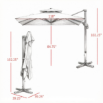 10ft Beige Hanging Cantilever Patio Umbrella Square Shape Aluminum Cross Base Tilt 360-Degree Rotation for Outdoor Relaxation - Image 3