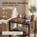 Bedside Table Charging Station Nightstand with USB/C Ports, Adjustable Drawers, 3-Tier Storage Shelf (Shipment from Walmart) - Image 2