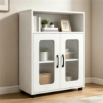 Natural Vertical Freestanding Display Shelf with 4 Open Cubbies & Pull‑Out Drawer, Heavy‑Duty Engineered Wood Metal Frame Storage Organizer for Small Spaces - Image 19