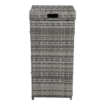 With Top Cover Iron Frame Rattan Trash Can Gary Gradient - Image 9