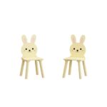 Kids Table and Chair Set with 2 Bunny Chairs, Children's Wooden Activity Table for Toddlers, Cute Animal Design Study Play Set for Playroom, Bedroom, Classroom - Cream Yellow - Image 17