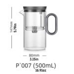 Heat-resistant glass teapot, magnetic switch, Gunmetal Grey 500mL - Image 8