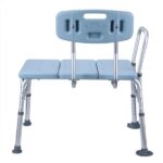 Medical Bathroom Safety Shower Tub Aluminium Alloy Bath Chair Transfer Bench with Back & Handle Blue - Image 9