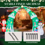 15FT Lighted Christmas Inflatable Archway, Inflatable Christmas Tree Arch with Santa and Snowman, Blow Up Yard Decorations with Built-in LED Lights for Holiday Party Front Yard Lawn Garden Decor - Image 3