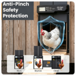 Solar Powered Automatic Chicken Coop Door with 4 Control Modes Light Sensor Timer Remote Manual, Anti-Pinch Weatherproof Aluminum Alloy Poultry Door Opener for Chickens Ducks Pigeons - Image 8