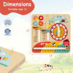 Montessori Wooden Time Learning Clock for Kids 3+, All-in-One Calendar Season Weather Educational Toy - Image 4