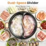 6 liters / 1.59 gallons with an internal divider to prepare two separate broths or soups at the same time. Generous cooking space accommodates meals for groups of 3 to 6 people, and each side features an independent power control system. - Image 4