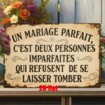 CIFbuy French Perfect Marriage Quote 2D Flat Metal Wall Art, Rustic Iron Decor Sign 7.8x11.8 Inch, Waterproof Vintage Home Decor TikTok, TikTok, r Self-pickup Logiopics - Image 4
