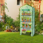 69x49x160cm Black Iron Pipe Pointed Mini Flower Stand With 4 Layers Of Grid, With Zipper Rolling Door, PE Cloth Green House SAME AS99351374 - Image 3