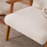 Solid Wood Armrest Teddy Velvet Simple Single Indoor Lounge Chair Backrest Creamy-White - Image 31