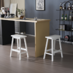 Same Code 38873429 2pcs Pine Wood Saddle Seat Bar Stool White - Image 23