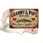 CIFbuy Grammy & Pop's House 2D Flat Vintage Metal Wall Sign,8x12Inch Rustic Laurel Heart Pattern Iron Wall Decor,Retro Nostalgic Hangin TikTok, TikTok, ngin Self-pickup Logiopics - Image 5