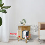 1-Layer Rotating Bookcase 360 Rotating Display Rack Pine Wood Rotating Bookshelf - Image 4