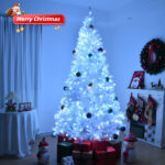 8 FT Pre-lit Artificial Christmas Tree, Hinged Xmas Pine Tree with 1500 Branch Tips, 500 Lights for Holiday Party Office Home, White - Image 4