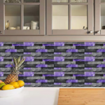 24 Sheets Peel and Stick Backsplash Marble Wall Tiles Waterproof Oilproof Purple Glossy Imitation Stone brick wall stickers PVC Shower Wall Panels for Interior Wall Decor; Tile for Kitchen Bathr - Image 8