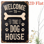 CIFbuy 1pc Vintage Welcome To The Dog House Metal" Sign, Heavy-Duty Rustic Paw Print Bone Pattern Pet Wall Decor, Pet Wall Decor, 2D Flat Unframed Farmh House Metal SiikTok, House Metal SiikTok, t Self-pickup Logiopics - Image 2