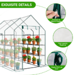 Large Walk-in Greenhouse with PE Cover & Side Windows, 12-Shelf Indoor Outdoor Portable Greenhouse for Garden Backyard, 56 x 85 x 77", White - Image 5