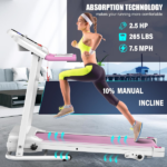 Compact Folding Treadmill for Home - 2.5HP Quiet Brushless Motor, 3-Level Incline, 7.5 MPH, Shock Absorption, Space-Saving Design for Running, Walking - Treadmill for Small Spaces & Home Use - Image 2