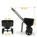 Broadcast Spreader, 70LBS Capacity, Walk-Behind Push Spreader, 15-Level Adjustment, 8 in All Terrain Pneumatic Tires, Lawn Spreaders with Hopper Grate, for Seed, Fertilizer, Ice Melt - Image 5