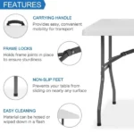6 Foot Folding Table,Fold-in-Half Plastic Table,Indoor Outdoor Picnic Party Dining Camp Tables,White(Shipment from Walmart) - Image 3