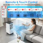 3 IN 1 Portable Air Conditioners, Swamp Cooler with Detachable Water Tank, 4 Ice Packs, 15H Timer, 75° Oscillation, Remote, 3 Speeds, Evaporative Cooler for Bedroom, Office - Image 4