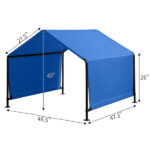 4*4*3.3FT Black Iron Pipe PVC Coated Polyester Tarpaulin Waterproof and UV-resistant Blue Pet Tent. Tarpaulin bottom is sewn together; top has Velcro closure - Image 6