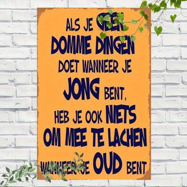 CIFbuy 1pc Retro Dutch Saying Metal Sign Funny Orange Wall Art With Blue Lettering Vintage Home Decor For Cafe Pub Garage 12x8 Inch TikTok, TikTok, Self-pickup Logiopics