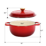 Cast iron 7.5QT cooking pot - Gradient red color - Includes two silicone gloves - Enamel pot - Image 12
