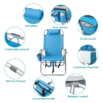 5-Position Adjustable Backpack Beach Chair with Storage Bag, Cooler Pouch & Side Bags — Ideal for Beach, Pool, Lawn - Image 2