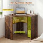 L-Shaped Corner Computer Desk 90° Triangle Home Office Desk with Adjustable Storage Shelves - Image 4