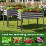 44" Elevated Raised Garden Bed with Drainage Holes, 32" Ergonomic Height Metal Planter - Gray - Image 10