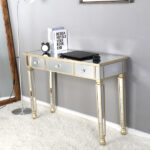 Three Drawers Mirror Table Dressing Table Console Table - Image 16