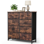 10-Drawer Fabric Dresser, Large Storage Tower for Bedroom, Closet, Living Room, Gray - Image 7