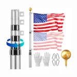 20FT Heavy Duty Telescoping Flagpole Kit, 3x5 American Flag for Outside - Image 3