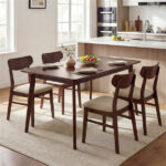 47" Walnut Dining Table for 4-6 People, Rubber Wood Legs Kitchen Table with Smooth Veneered Top - Image 6