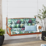 Outdoor Swing Cushions 70 Inch, Waterproof 4" Thick Porch Swing Cushion Replacement with Backrest and Ties, Comfortable 2-3 Seat Pation Swing Pad for Backyard, Garden, Lawn, Outdoor Furniture Green flower - Image 4