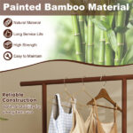 2-in-1 Bamboo Clothing Rack with Rolling Wheels & 60L Storage Basket - Brown - Image 6