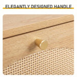Rattan-fronted 3-tier shoe cabinet, particleboard, 54*24*135 cm, natural wood color - Image 6