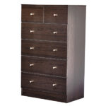 Brown particleboard with a textured melamine finish, 66*40*111cm, 4+2 drawer cabinet, matte gold handles - Image 2