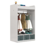 Kids Costume Organizer Costume Rack Kids Armoire Open Hanging Armoire Closet with Mirror-WHITE - Image 5
