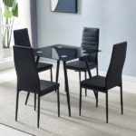 4pcs Elegant Assembled Stripping Texture High Backrest Dining Chairs Black Replace encoding 13028198-18410366 - Image 131