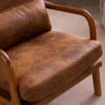 Same Code 28822889 High Back Solid Wood Armrest Backrest Iron Frame Bronzing Cloth Indoor Leisure Chair Orange - Image 36