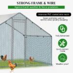 2*2*2m/6.5x6.5x6.5ft Silver Chicken Coop with Pointed Roof, 180g PE Rain Cloth, Metal Chicken and Rabbit Cage - Image 4