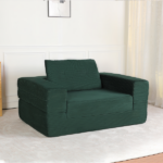Compression Human Dog Sofa Bed for Adult & Pets,Modern Floor Couch With Pillow for Living Room Bedroom,Corduroy Fabric,No Assembly Required, Dark Green - Image 3