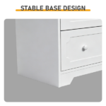 5-Drawer Cabinet with Solid Wood Veneer and Paint P2 MDF + P2 Particleboard Storage Cabinet 31.3*15.55*47.24in White - Image 11