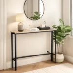 Same Code 71691605 39.4" Narrow Console Sofa Table with Power Outlets and USB Ports, Skinny Couch Table with Metal Frame and Charge Station with 4.9ft Extension Cord, Oak - Image 9