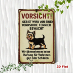 CIFbuy Vintage Yorkshire Terrier Metal Warning Sign, Graphic Home Security Decor, Rustic 2D Flat Wall Plaque, Flat Wall Plaque, German Phrase Ar ikTok, ikTok, Rustic 2D Flat Wall Plaque Self- Dckup Logiop Ary Decor - Image 8